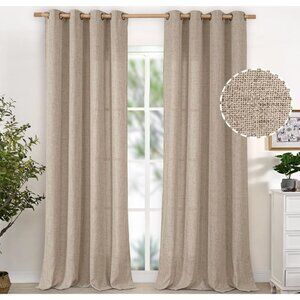 YoungsTex Flax Linen Textured Light Filtering Curtains 52" X 90" Pair With Bronz